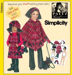 4898 SIMPLICITY GIRLS FLEECE PANTS, JUMPER, PONCHO, HAT, PURSE PATTERN 3-14